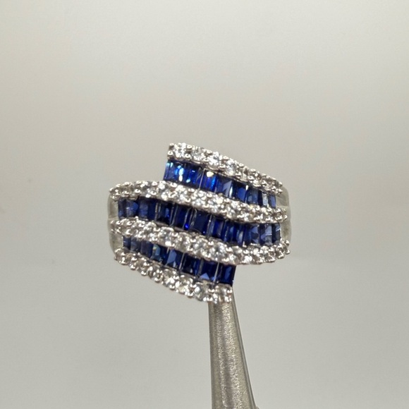 Designer JWBR Sterling Silver 925 Blue Sapphire Ring - Picture 1 of 7